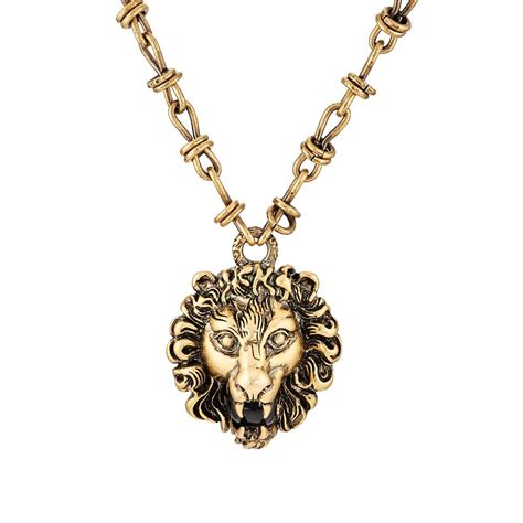 gucci lion necklace men's|gucci necklace wolf.